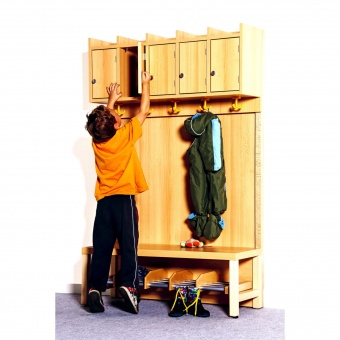 Komplettgarderobe mit Türen, ohne Stütze, zur Wandmontage, für 7 Plätze 